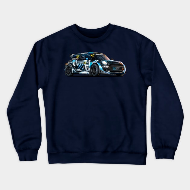 Oliver Bennet Mini WRX Rallycross Crewneck Sweatshirt by Mario Ramos Rally Art